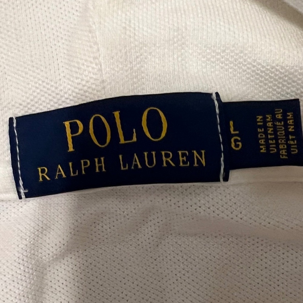 Polo Ralph Lauren Mens White Big Pony Hooded Long Sleeve Pique Shirt Large - Picture 3 of 6